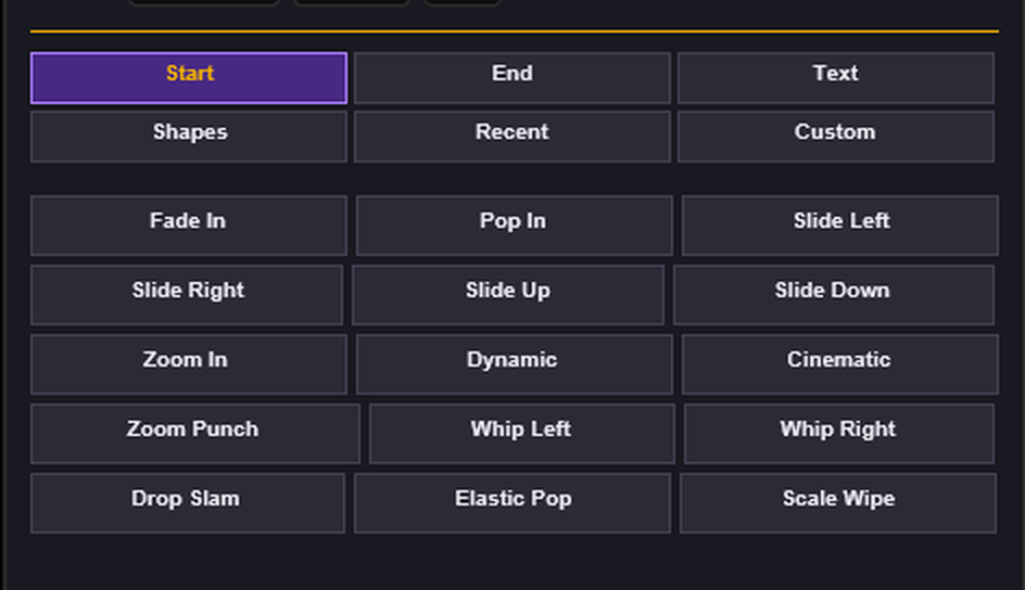 QuickFlow Start preset preview